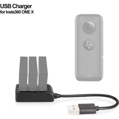 3 in 1 USB Charger for Insta360 ONE X Panoramic Camera 1050mAh LiPo Battery Charging Hub USB Port Cable Three Battery Charger