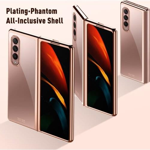 Plating PC Protective Case for Samsung Galaxy Z Fold 3 2 Fold3 Fold2 Z Flip 3 Flip3 5G Shockproof Cover Funda