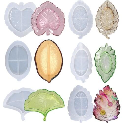 Leaf Shape Plate Silicone Casting Resin Molds For DIY Crystal Epoxy Nut Storage Tray Uv Epoxy Moulds Handmade Artcraft Making