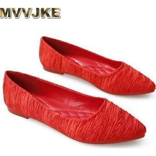 MVVJKE Big Size Shoes Woman Round Toe Casual Female Sneakers Autumn Flats All-Match Shallow Mouth Large Size New Wedding Fall