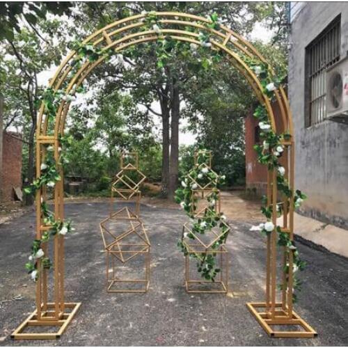 Gold rack wedding truss custom arch rack background decoration cherry blossom arch round flower gate rack
