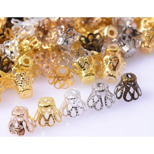 100Pcs/Lot Charm Zinc Alloy Flower Bead Caps For Jewelry Making DIY Spacer Beads Women Bracelet Necklace Earrings Accessories