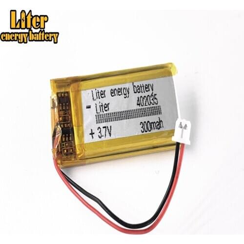 10 x 3.7V 300mAh battery JST 1.25mm 2 pin 402035 Lithium Polymer LiPo Rechargeable For Handheld GPS Navigator Mp3 GPS bluetooth