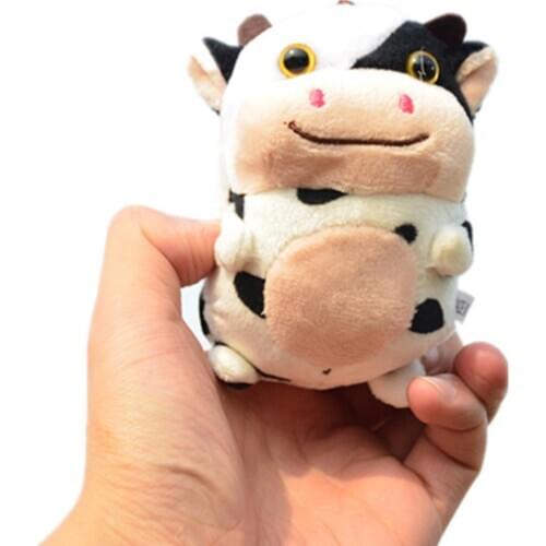 11CM Cow Plush Toy Key Chain Cotton Stuffed Animal Doll Pendant Children Gift Handbag Car Key Holder Bag Pendant Kids Toys Gifts