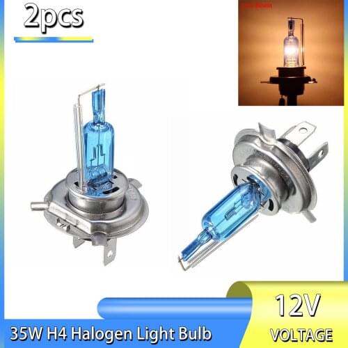 Treyues 2pcs H4 12V 35W Halogen Headlight Light Lamp Bulb White Universal For Motorcycle Auto Car