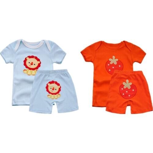 2 Packs Summer Babys Sets Cotton Short Sleeve T-shirt+Shorts Cartoon Kids Girls Underwear Toddler Sleepwear Infant Boys Clothes