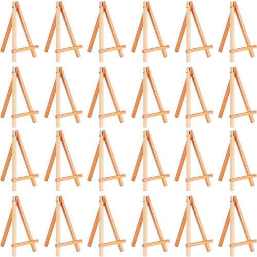 24 Pack Mini Wood Display Easel Wood Easels Set For Paintings Craft Small Acrylics Oil Projects-SCLL