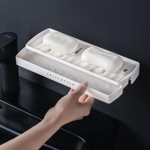 26CM Double Wall Hanging Plastic Non-Perforated Bathroom Shelf Soap Box Toilet Creative Soap Holder