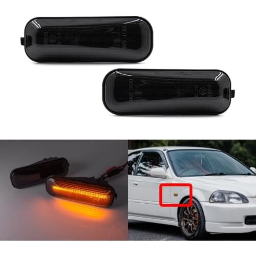 2x Smoked Front Led Side Marker Indicator Lights For Honda Civic EK EJ CR-V RD Legend KA7/KA8/KA9 Prelude Bb HR-V