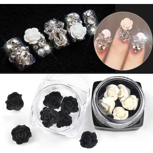 5 Pcs/Set DIY Flower Nail Art Decorations Fashion Rose Nails Accessories for Design 2021 Soft Clay Decorations
