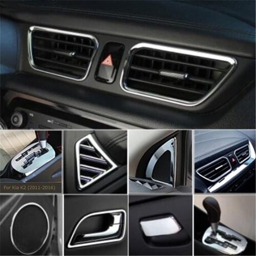 Car Accessories Gear Speaker Glove box Interior Door handle Air Vent outlet trim Decoration frame kit For Kia Rio K2 2011-2016