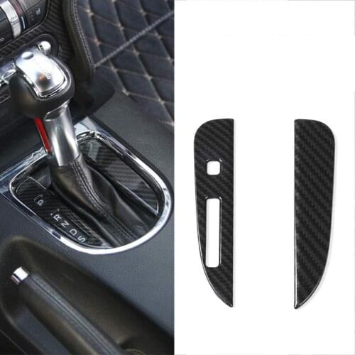 Car ABS Carbon Fiber Gear Shift Panel Cover Trims Decor Frame Stickers for Ford Mustang 2015 2016 2017 Car Styling