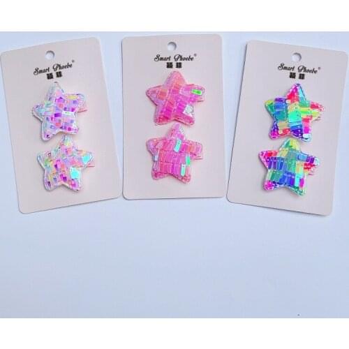 Boutique 15Sets Fashion Sequin Star Haripins Glitter Cartoon Gradient Rainbow Colors Barrettes Princess Headwear HairAccessories