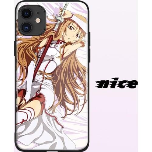 Sword art online Asuna Anime cover FOR iPhone SE 6s 7 8 x xr xs 11 pro max Samsung s note 10 20 plus glass phone case shell