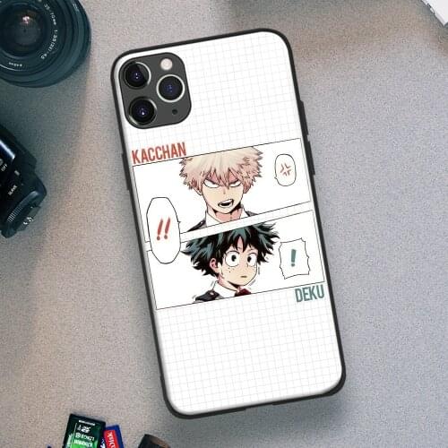 Izuku and Bakugo My Hero Academia Anime Soft TPU Glass Phone Case for IPhone SE 6s 7 8 Plus X Xr Xs 11 12 Mini Pro Max Samsung