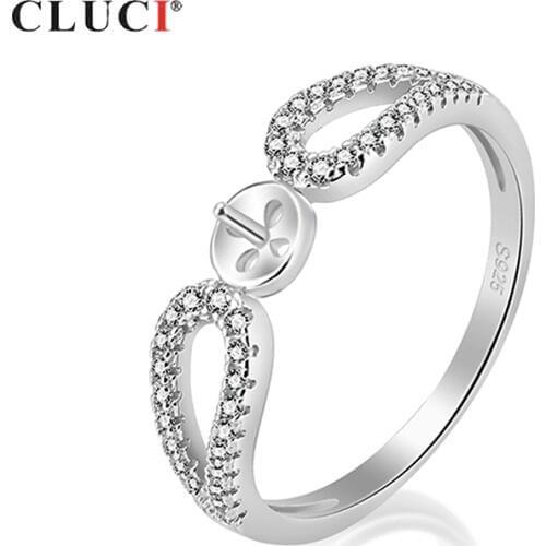 CLUCI Original Wedding Jewelry Cubic Zirconia Engagement Bague Jewelry Finger Rings For Women 925 Sterling Silver pearl SR1062SB