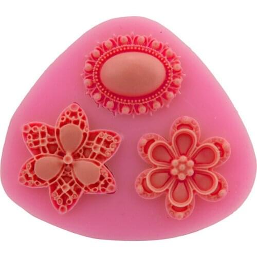 Flower pearl gem flip silicone mold chocolate candy cake baking decorative mold DIY drop soap mold handmade