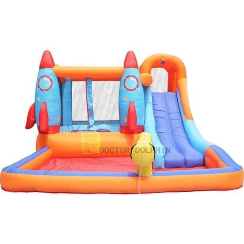 Kids Inflatable Shark Trampoline Water Bounce Slide House Jumper Bouncer Jump Bouncy Bouncing Castle with Blower and Pool