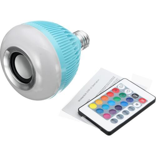 E27 Smart RGBW Wireless Bluetooth Speaker Bulb 12W Music Playing Dimmable LED Light Bulb Lamp w/ Remote Control AC100-240V