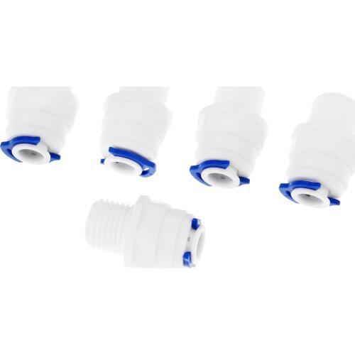 5Pcs 1/4" OD Hose RO Water Straight Pipe Fittings 1/8" 1/4" 1/2" 3/8" BSP Male Thread Quick Connector System Water Purifies