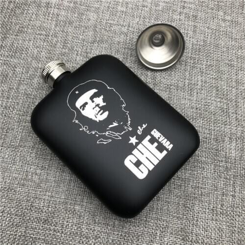 Can Customized 304 Stainless Steel Hip Flask Che Guevara 6 OZ Food Grade Portable Flask Alcohol Vodka Whisky Outdoors Drinkwares