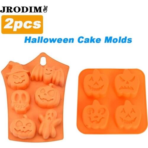 Halloween Pumpkin Cake Mold Pumpkin Ghost Bat Shape Candy Chocolate Mousse Cake Moulds Baking Cake Decor Tools Kitchen Acces