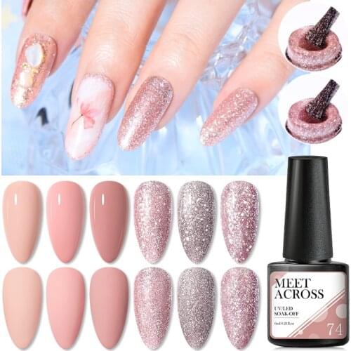 6ml Rose Gold Glitter Sparkly Series Gel Nail Polish Soak Off UV LED Gel Nail Art Sequins Decoration DIY Nail Gel Varnish