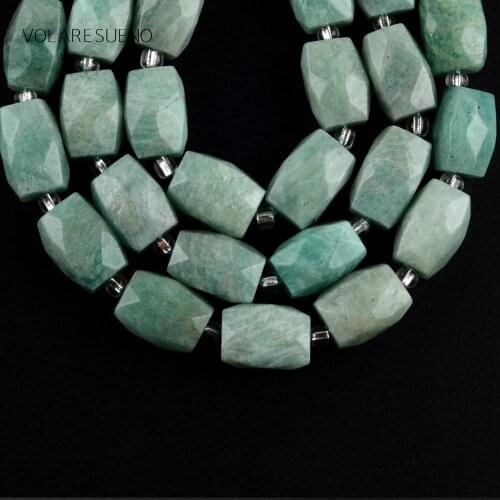 Faceted Amazonite Quartzs Stone Natural Stone Cuboid Beads Spacer Loose Beads For Jewelry Making 5*10mm Diy Bracelet 15inches