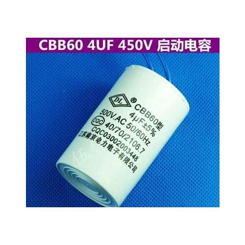 Free shipping cbb60 4uf 450v washing machine capacitor 2pcs/lot