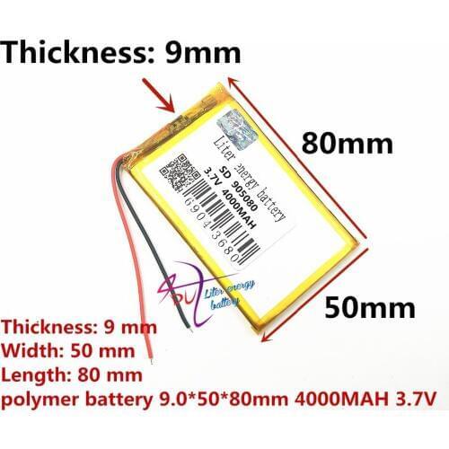 Best battery brand Size 905080 3.7V 4000mah Lithium polymer Battery with Protection Board For PDA Tablet PCs Digital Products Fr