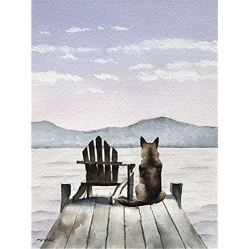 Animal German Shepherd Pre-Printed 11CT Cross-Stitch Embroidery Kit DMC Threads Painting Handmade Knitting Craft Home Counted