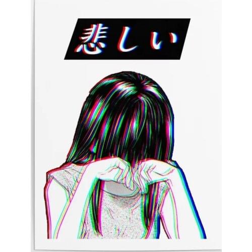 Wall Art Prints Cry Sad Poster Modular Pictures Japanese Home Decoration Anime Canvas Aesthetic Paintings Living Room No Frame