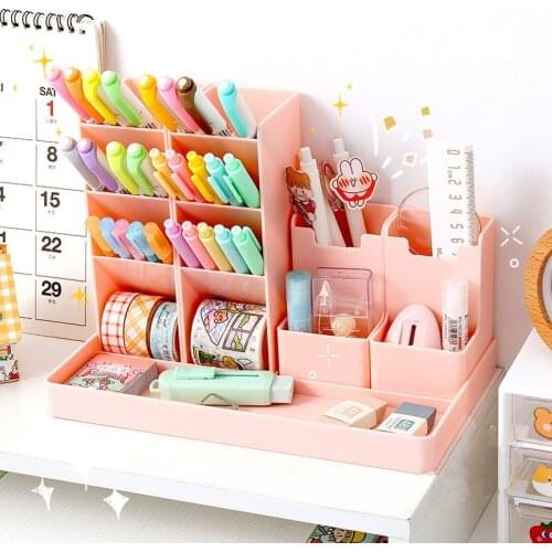 Desktop Multifunctional Receiving Box Plastic Drawer Desktop Organizer Pen Holder Desk Storage Set School Stationery Accessories