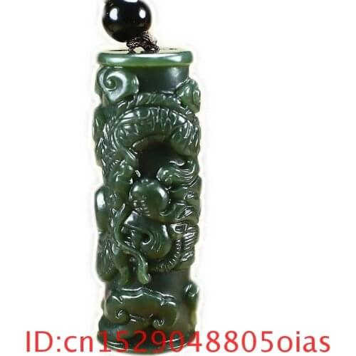 Natural Green Jade Pendant Necklace Carved Dragon Jadeite Jewellery Amulet Gifts for Men