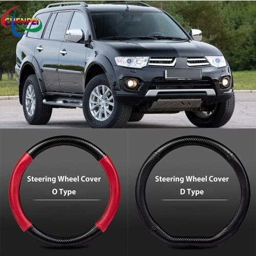 38cm Non-Slip Dreathable Carbon Fiber Steering Wheel Cover For Mitsubishi Pajero Car interior decoration accessories