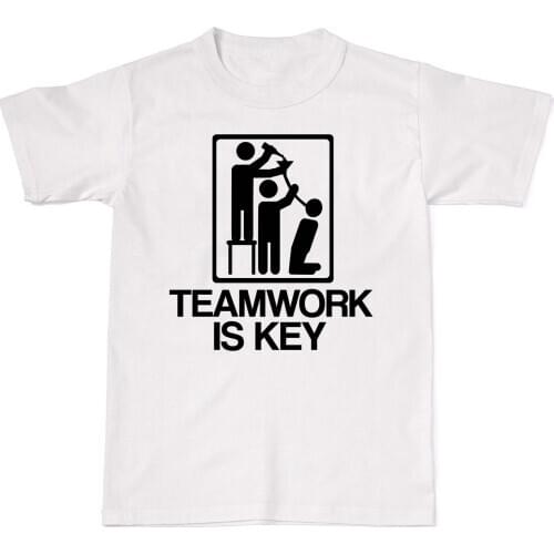 2019 New Cool T-shirt Teamwork Is Key Funny Office Party Drunk Alcohol Mens Womens Cotton T-Shirt