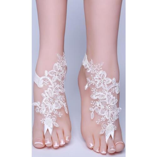 2019 NEW Foot Chain Lace Ankle Bracelet Bridal Beach Wedding Barefoot Sandals Women White