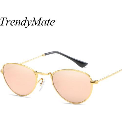 Newest Small Alloy Frame Round Steampunk Sunglasses Men Fashion Women Vintage Oval Pink Sun Glasses Zonnebril Mannen 1242T