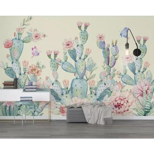 Beibehang Custom wallpaper beautiful hand painted cactus background wall paper home decor living room bedroom mural 3d wallpaper