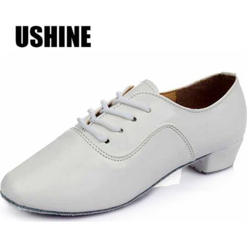 702 White Black Silver PU Salsa Tango Dance Shoes Latin Dance Shoes For Boy Men