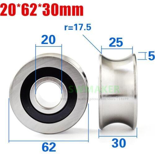 20*62*30mm LFR series 5304-35mm optical axis, take track wheel, U bearing pulley, suitable for 35mm diameter optical axis