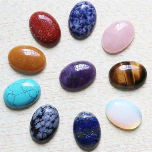 Wholesale Free Shipping 10Pcs 18*25Mm Hot Charms Natural Stone Mixed Oval Cabochon Teardrop Beads For Jewelry Making