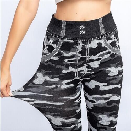 Sexy Fashion Womens Camouflage Denim Leggings Stretch Slim Breathable High Waist Slim Leggings 2020 New