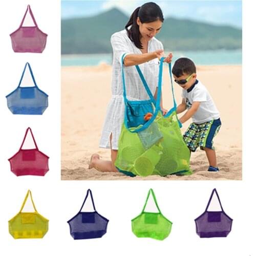 Outdoor children adult storage bags mesh shell sand beach seashell bag kids toy mesh sandboxes away cross body mesh bag