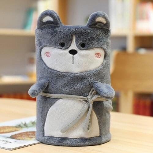 Cartoon Plush Flannel Roll Blanket Air-Conditioned Room Nap Office Student Single Can Store Small Roll Blankets Hot Sell