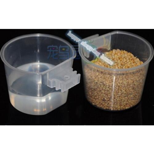 Transparent cylinder tank bird food bowl feeder bowl eating dove myna parrot cage bird cup appliance accessories