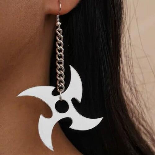 Cool Darts Icon Totem Glitter Dangle Earrings For Women Girl Simple Hip Hop Ninja Chain Drop Earrings Trendy Jewelry Hot Sale