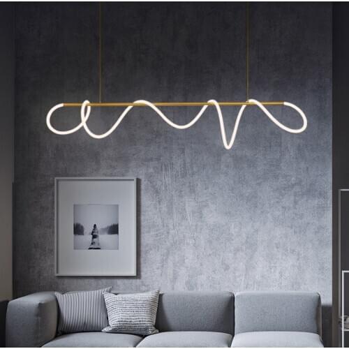 Nordic Minimalist LED Pendant Lamp For Dinging Room Bar Coffee Shop Long Hanging Light Restaurant Gold Indoor Modern Fixtures
