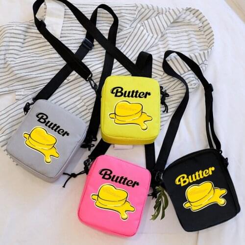 Kpop Butter Messenger Bag Messenger Bag Mini Canvas Shoulder Bags Casual Street Zipper Purses Handbags Crossbody Messenger Bags