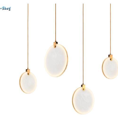 Post Modern Gold Luxury Pendant Lights Restaurant Living Dining Room Lighting Design Imitation Marble Bar Shop Kitchen Fixtures